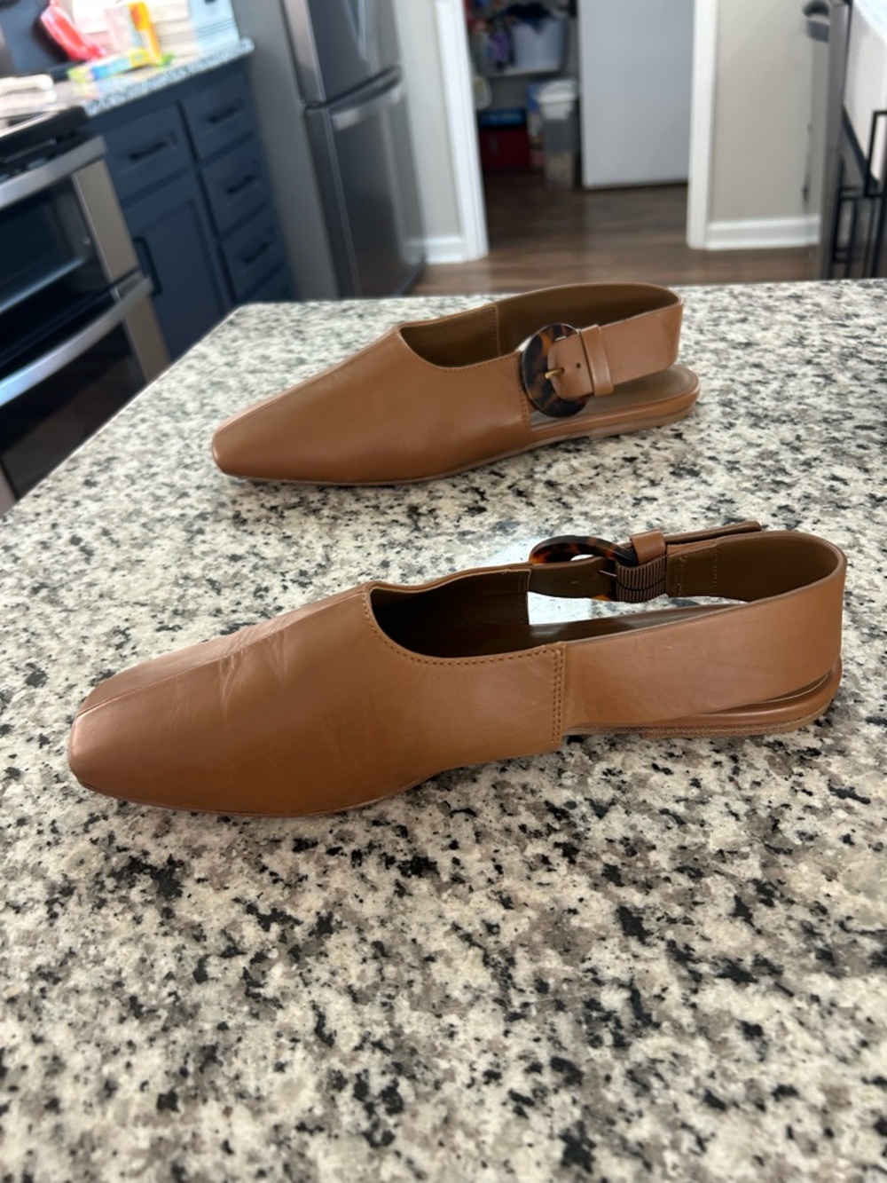 Vince Cadot Tortoise Buckle Slingback Flats Leather Peanut 7.5 - Picture 7 of 11